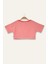 Kız Çocuk Çizgili Çep Detaylı Crop T-Shirt - Coral Çizgili 2