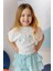 Kız Çocuk Nakış Detaylı Crop T-Shirt - Ekru 1