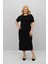 Kadın Büyük Beden Kısa Kollu Yırtmaç Detaylı Basic Elbise 5309-25 1