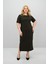 Kadın Büyük Beden Kısa Kollu Yırtmaç Detaylı Basic Elbise 5309-25 2