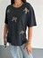 Fiyonk Taşlı Bisiklet Yaka Kısa Kollu Yıkamalı T-Shirt 4