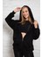 Siyah Kapüşonlu Oversize/geniş Kalıp Fermuarlı Kapüşonlu Kalın Içi Polarlı Sweatshirt K-500 1