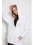 Beyaz Kapüşonlu Oversize/geniş Kalıp Fermuarlı Kapüşonlu Kalın Içi Polarlı Sweatshirt K-501 1