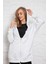 Beyaz Kapüşonlu Oversize/geniş Kalıp Fermuarlı Kapüşonlu Kalın Içi Polarlı Sweatshirt K-501 3