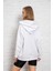 Beyaz Kapüşonlu Oversize/geniş Kalıp Fermuarlı Kapüşonlu Kalın Içi Polarlı Sweatshirt K-501 2