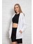 Beyaz Kapüşonlu Oversize/geniş Kalıp Fermuarlı Kapüşonlu Kalın Içi Polarlı Sweatshirt K-501 4