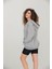 Gri Kapüşonlu Oversize/geniş Kalıp Fermuarlı Kapüşonlu Kalın Içi Polarlı Sweatshirt K-502 2