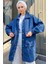 Oversize Cepli Kot Ceket 1435 - Mavi 1