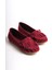 PS-100 Bordo Süet Püsküllü Günlük Kadın Babet 4