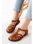 205-02 Taba Ortopedik Deri Kadın Sandalet 1
