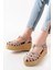 684-02 Bej Ortopedik Deri Dolgu Kadın Sandalet 1