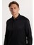 Modern Slim Fit Uzun Kollu Düz Saten Pamuklu Erkek Siyah Gömlek 2
