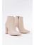 VRT-4801 Bej Yüksek Kalın Topuklu Fermuarlı Kadın Bot 3