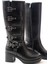 5109-3015 Siyah Topuklu Fermuarlı Toka Aksesuarlı Günlük Kadın Çizme 4