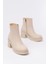 767-3020 Bej Fermuarlı Kalın Topuklu Günlük Kadın Bot 5