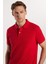 Erkek Slim Fit Dar Kesim %100 Pamuk Kırmızı Polo Yaka Tişört 2