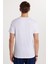Erkek Slim Fit Dar Kesim %100 Pamuk Yumuşak Dokulu Baskılı Beyaz Bisiklet Yaka Tişört 5