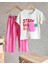 Çilek Strawberry Baskılı Tshirt ve Çizgili Desenli Müslin Pantolonlu Kızçocuk Takım 3