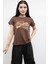Shine Baskılı Tshirt Kahve 1