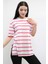 Çizgili Penye Tshirt Pembe 3