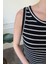 Merserize Çizgili Basic Elbise- Siyah 3