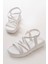 841-841 Beyaz Lastikli Günlük Kadın Sandalet 4