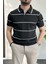 Erkek Polo Yaka Ince Çizgili Kısa Kollu T-Shirt 2