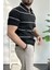 Erkek Polo Yaka Ince Çizgili Kısa Kollu T-Shirt 3