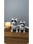 2 Li Bulldog Figürlü Modern Dekoratif Hediyelik Beyaz Siyah 15CM/12CM 4