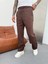 Erkek Müslin Kumaş Baggy Pantolon - Kahve 2
