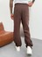 Erkek Müslin Kumaş Baggy Pantolon - Kahve 4