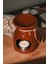 Kahverengi Yaprak Desenli | Seramik El Yapımı Buhurdanlık | Mumluk | (1 Adet Tealight Mum Ile) 1