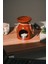 Kahverengi Yaprak Desenli | Seramik El Yapımı Buhurdanlık | Mumluk | (1 Adet Tealight Mum Ile) 2