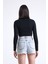 Kadın Trend Alaçatı Stili Rockmore Baskılı Zincir Detay Beyaz Crop Bluz 3