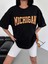 Bisiklet Yaka Baskılı Oversize T-Shirt - Siyah 3