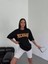 Bisiklet Yaka Baskılı Oversize T-Shirt - Siyah 4