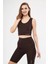 Kolsuz Sporcu Baskılı Crop - Kahve 4