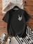 Erkek Baskılı Oversize T-Shirt - Siyah 1