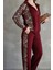 Osy Modal Yumuşak Dokulu Kumaş Kapüşonlu Leopar Desenli Fermuarlı Takım - Bordo 3