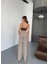 Osy Modal Yumuşak Dokulu Kumaş Nakış Işlemeli Rahat Bol Paça Eşofman Pantalon - Bej 2