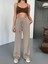 Osy Modal Yumuşak Dokulu Kumaş Nakış Işlemeli Rahat Bol Paça Eşofman Pantalon - Bej 5