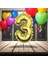 Gold Üç 3 Numara Mum Gold Folyo Balon Şeklinde Pasta Mumu Gold Pasta Mumu Gold Doğum Günü Mumu 1