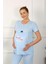 Kadın Kısa Kol Hamile Lohusa Pijama Takımı Mavi 45210 1