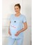 Kadın Kısa Kol Hamile Lohusa Pijama Takımı Mavi 45210 4