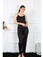 Kadın Ip Askılı Siyah Pijama Takım 4136 2