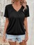 Kadın Kısa Kollu V Yakalı Büzgü Detaylı Viskon Bluz 1