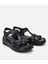 01SAH306850A100 KADIN Deri Siyah Ayarlanabilir Comfort Sandalet 2