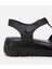 01SAH306850A100 KADIN Deri Siyah Ayarlanabilir Comfort Sandalet 4