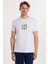 Erkek Slim Fit Dar Kesim %100 Pamuk Yumuşak Dokulu Baskılı Beyaz Bisiklet Yaka Tişört 1