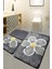 Home Flower Gri 3lü Set Klozet Takımı, Banyo Paspas Seti Halısı 1